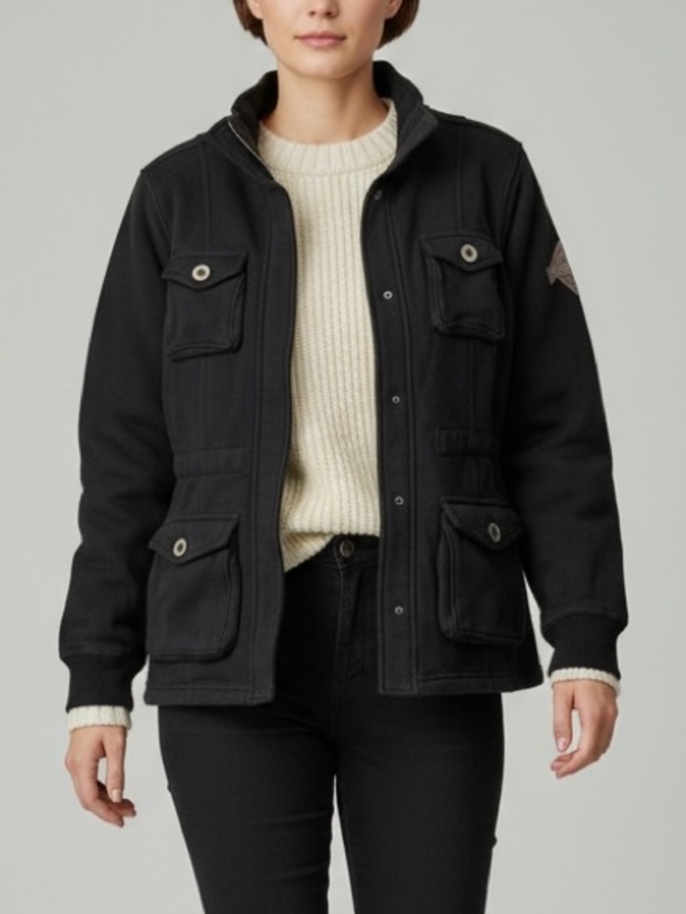 Beaver Canoe Utility  Jacket Military Black Thick Outdoor Knit Size Medium